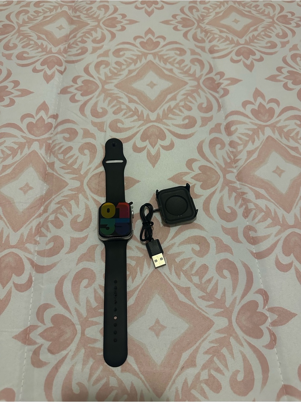 Black Smartwatch with Charging Dock - Electronics Other